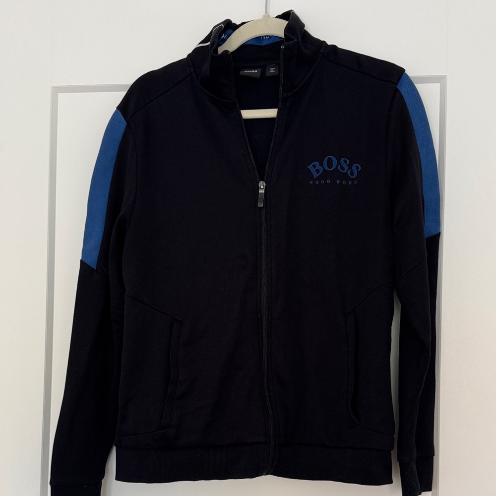Men’s Hugo Boss Black and Blue Zipper Jacket Jacket Medium